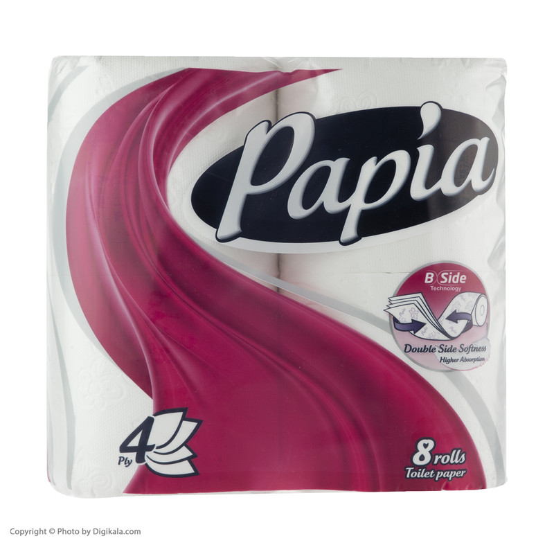 دستمال توالت پاپیا بسته 8 عددی