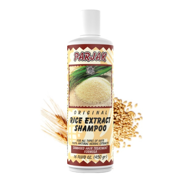 شامپو تقویت کننده و ترمیم کننده مو پرژک مدل Rice Extract مناسب انواع مو حجم 450 میلی لیتر