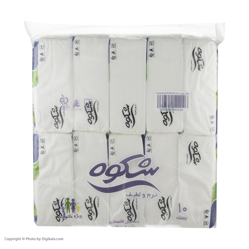 دستمال کاغذی شکوه بسته 10 عددی